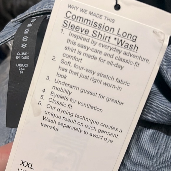 NWT Lululemon Commission Long-Sleeve Shirt Men’s Sz XXL ($128) - Picture 6 of 7